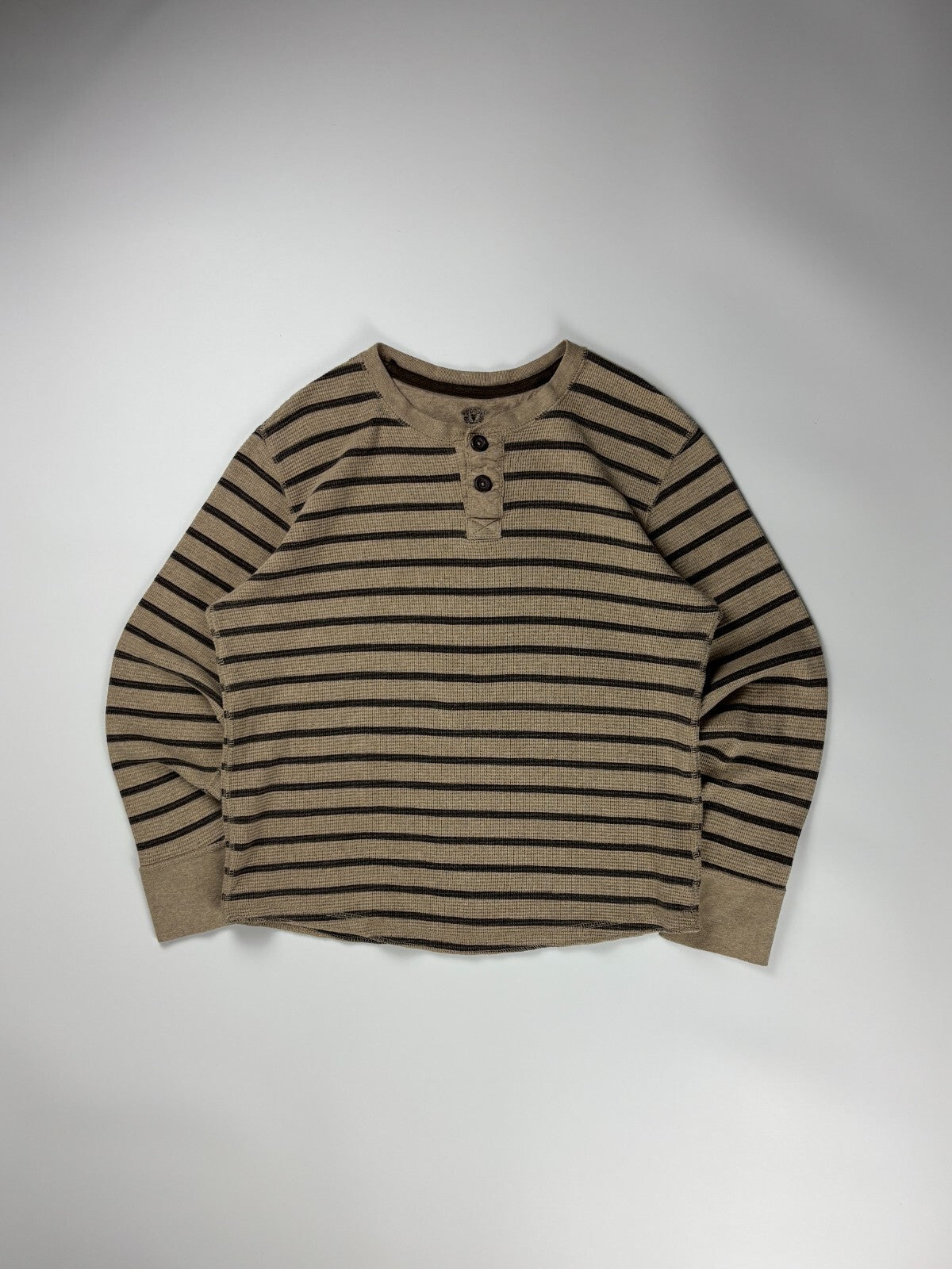 Vintage Henley Striped Cropped Thermal Shirt