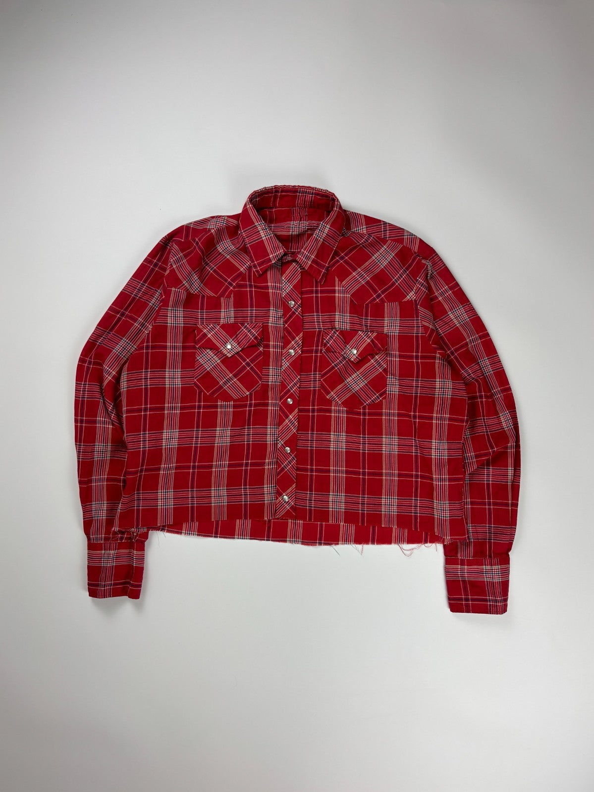 Vintage Western Striped Cropped Button Up Shirt
