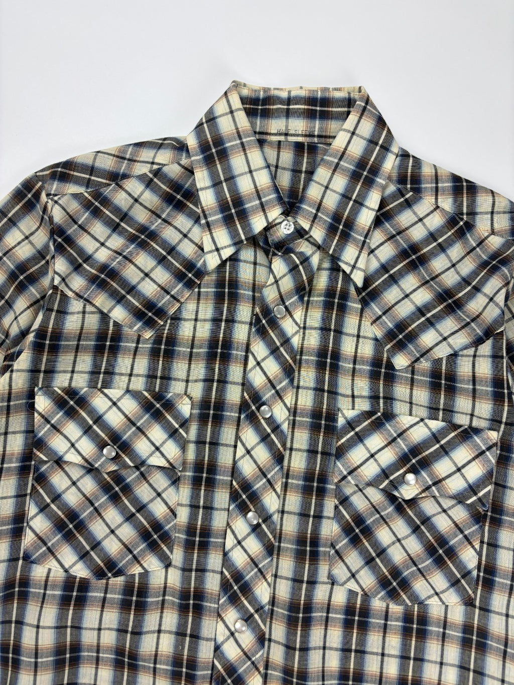 Vintage Western Plaid Cropped Button Up Shirt