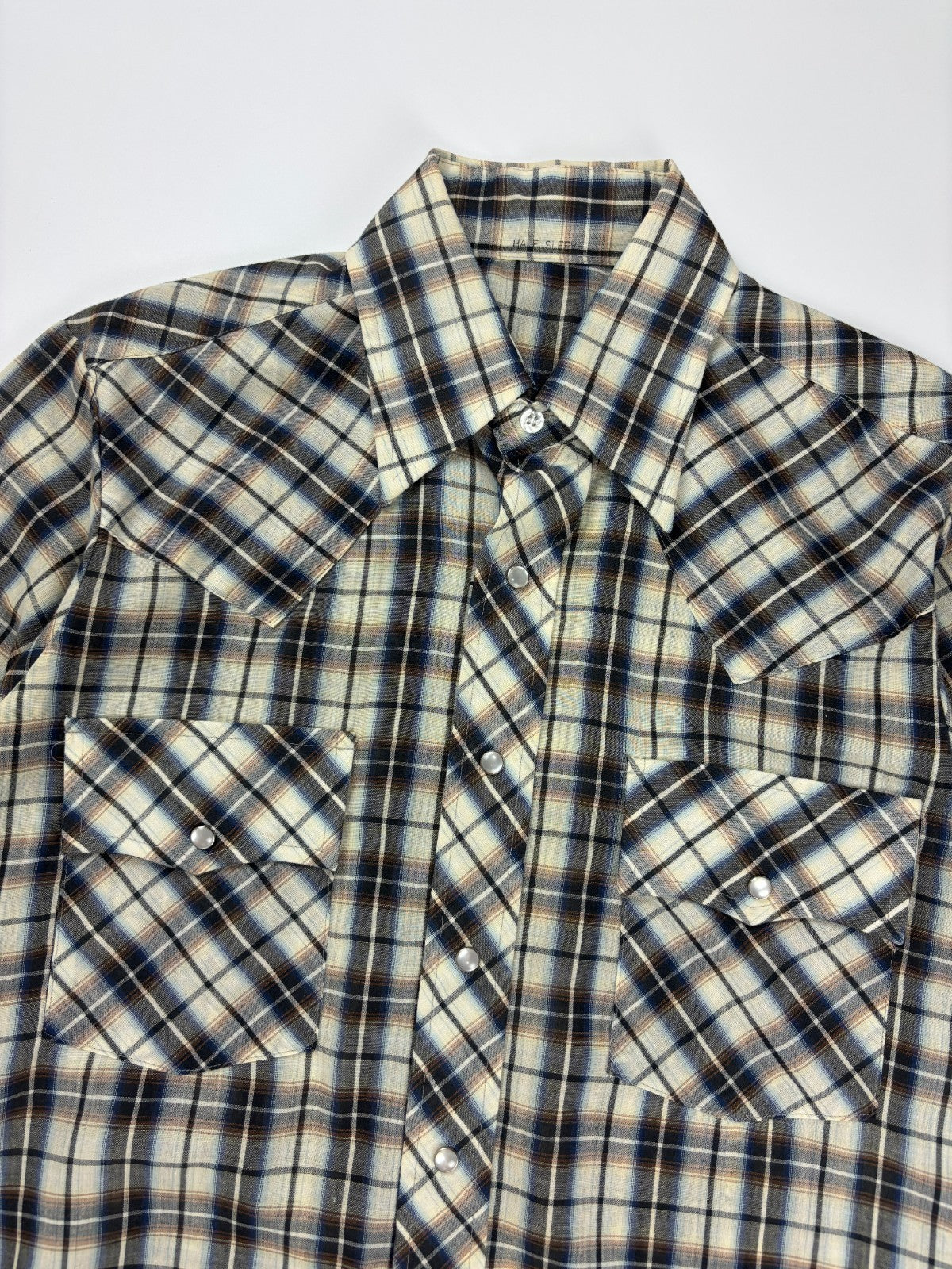 Vintage Western Plaid Cropped Button Up Shirt