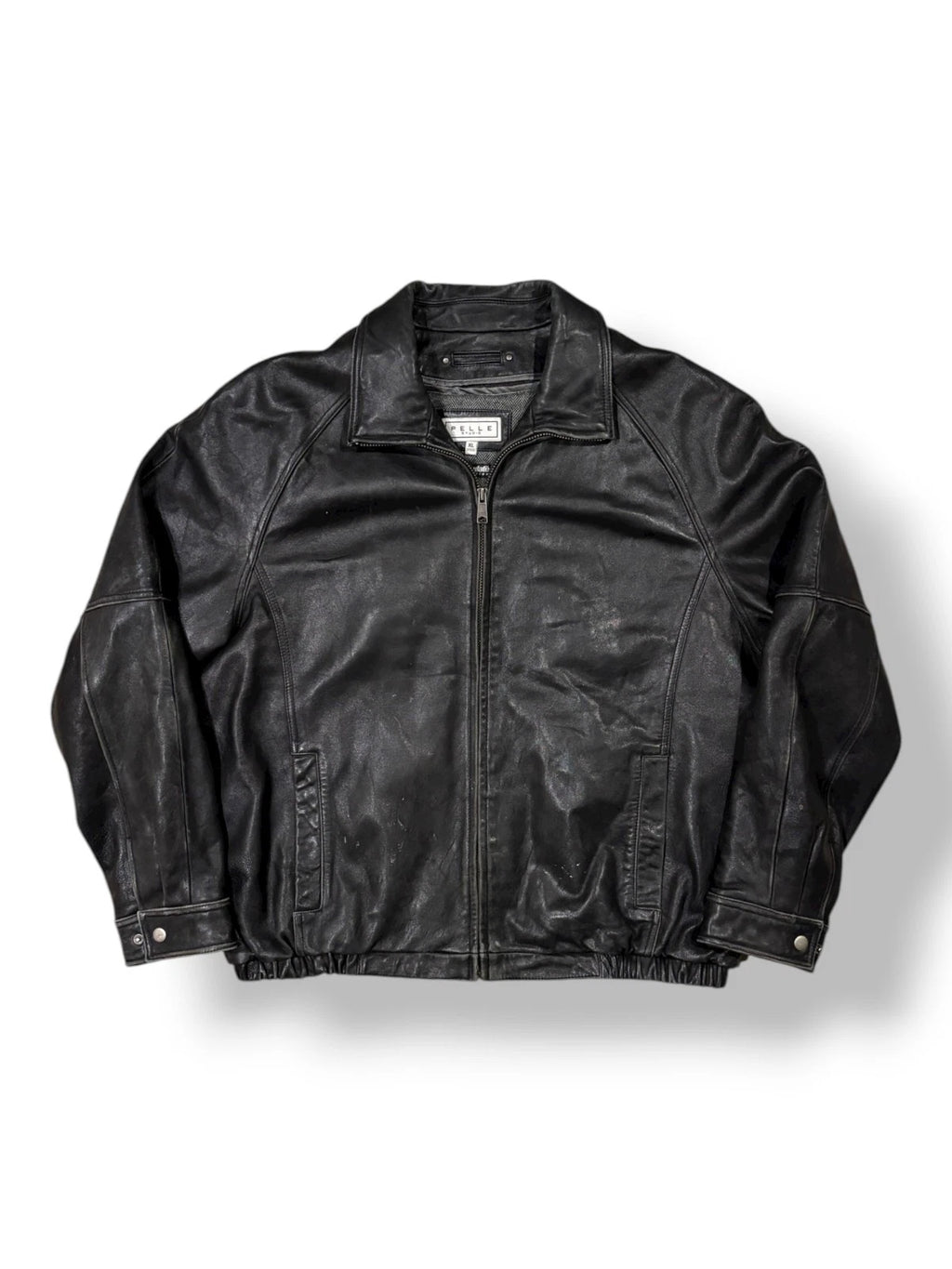 Vintage Black Pelle Leather Jacket - XL - Insulated Bomber Coat