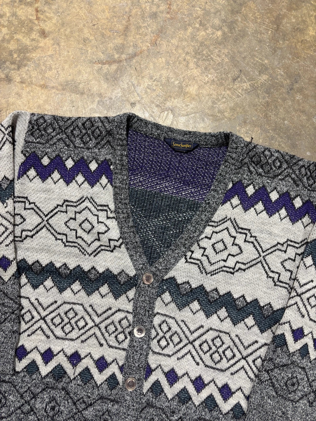 Vintage Serge Saint Ynes Knit Cardigan Sweater / Size Medium / Multi Colour