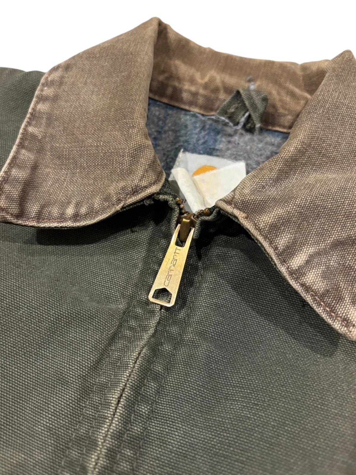 Vintage 1990s Carhartt Detroit Jacket Plaid Blanket Lined Size Medium J97 MOS