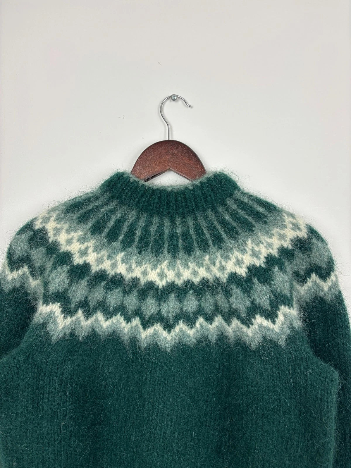 Vintage Green Wool Knit Sweater - Size Small