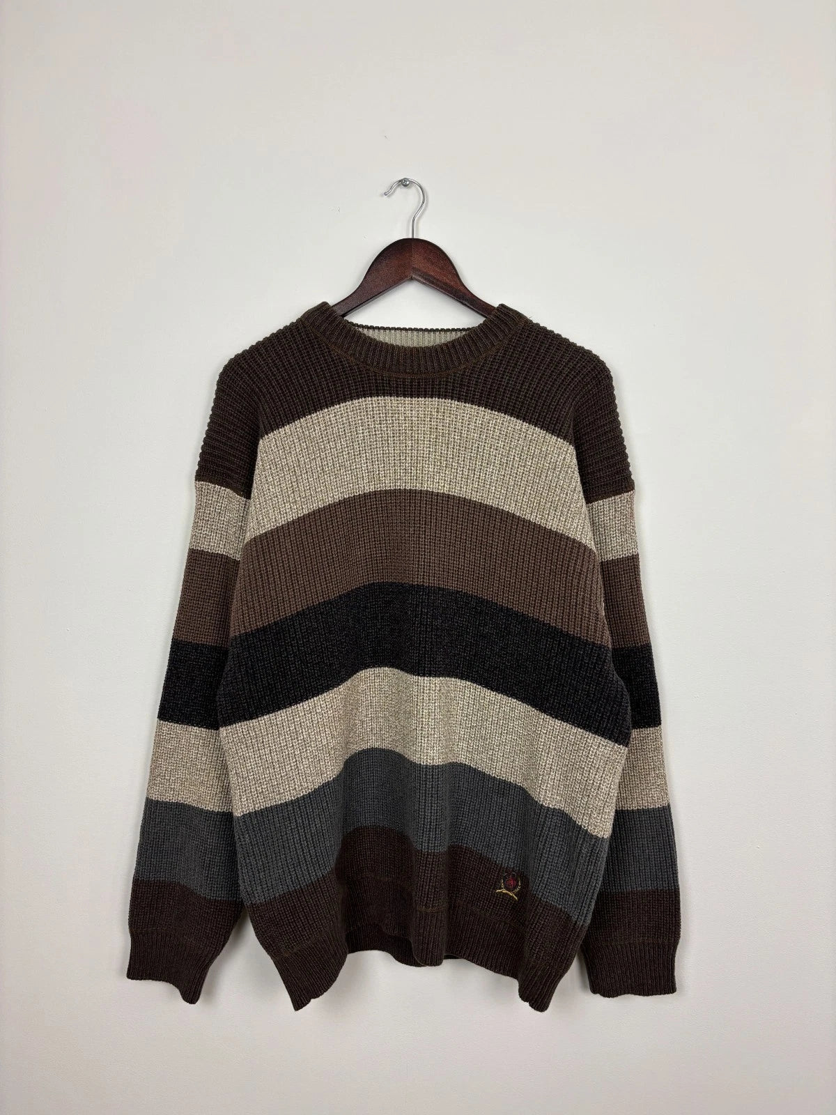 Vintage Brown Oversized Tommy Hilfiger Knit Sweater - Size XXL