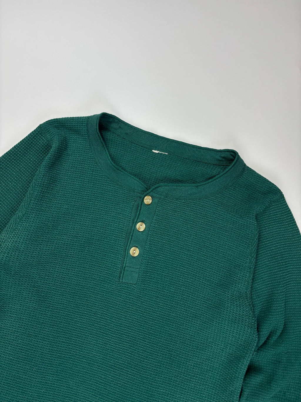 Vintage Cropped Henley Thermal Shirt