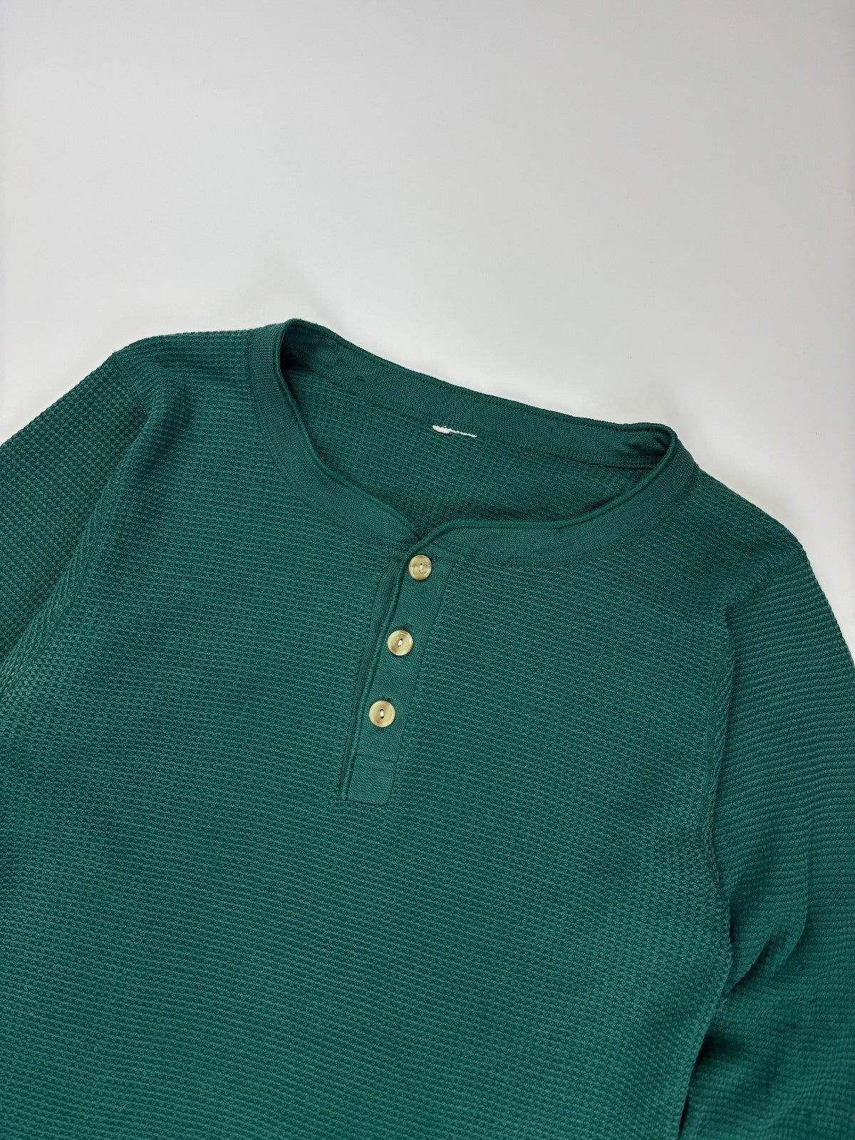 Vintage Cropped Henley Thermal Shirt