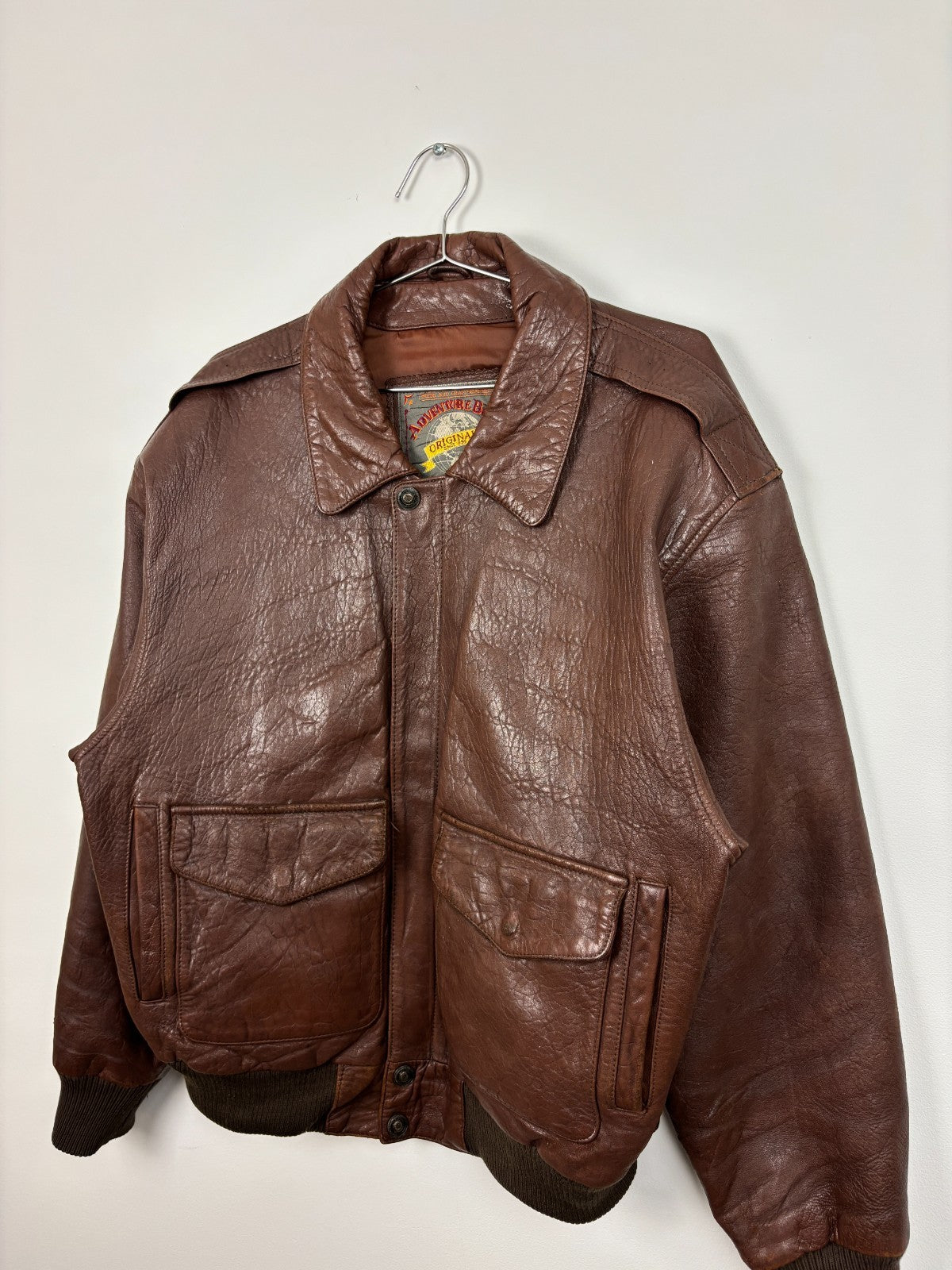 1990s Vintage Adventure Bound Leather Bomber Jacket