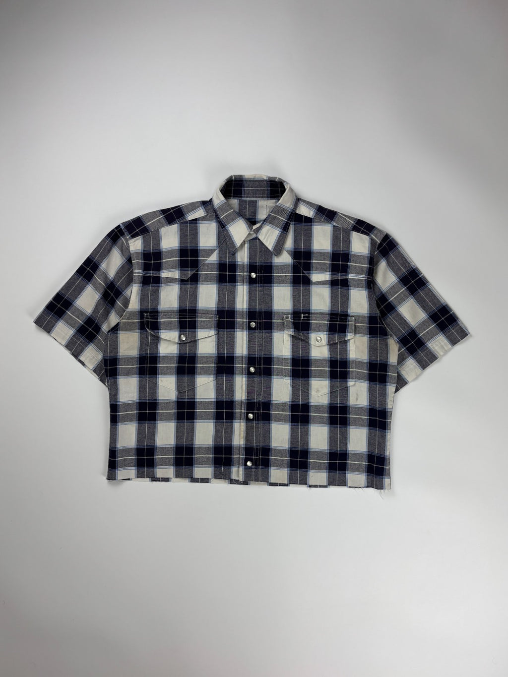 Vintage Western Plaid Cropped Button Up Shirt