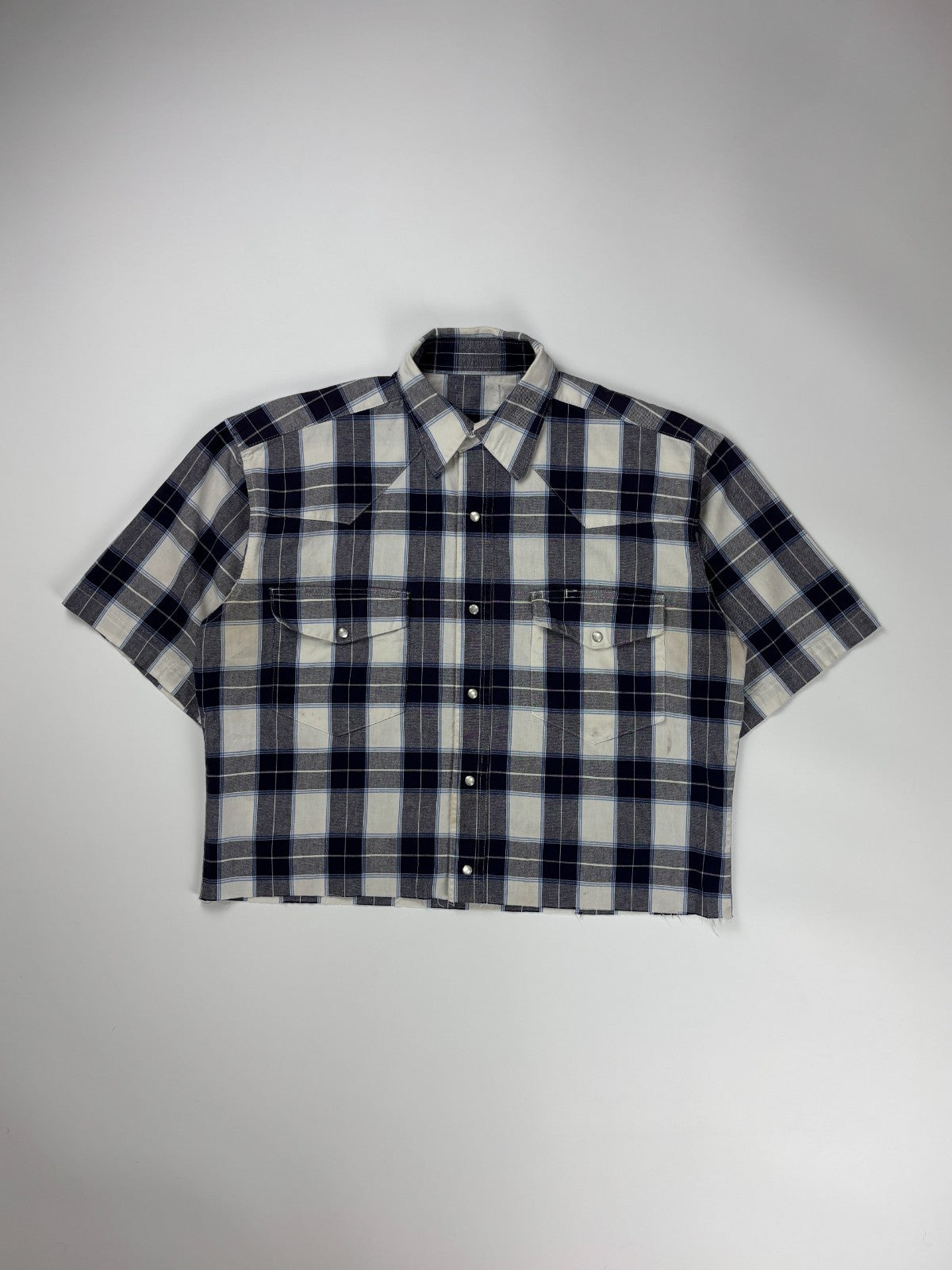 Vintage Western Plaid Cropped Button Up Shirt