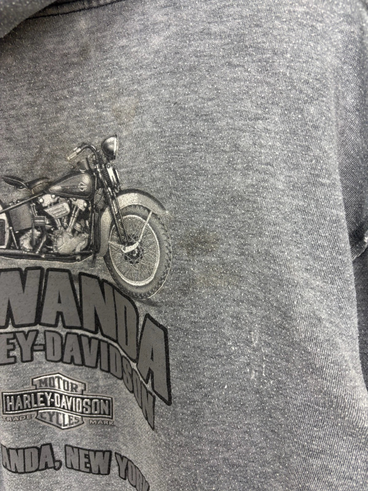 Vintage Y2K Harley Davidson Sweater - Gray - Size XL - Motorcycle Graphic Hoodie