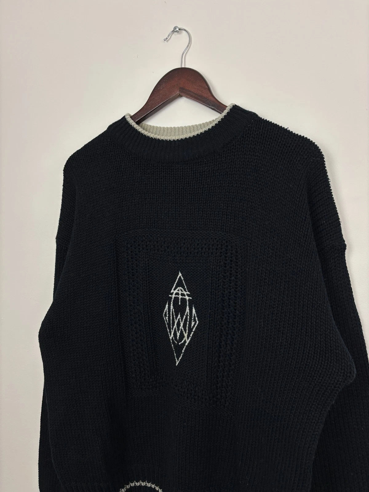 Vintage 1990s Black Gioni Chunky Cable Knit Sweater - Size XL