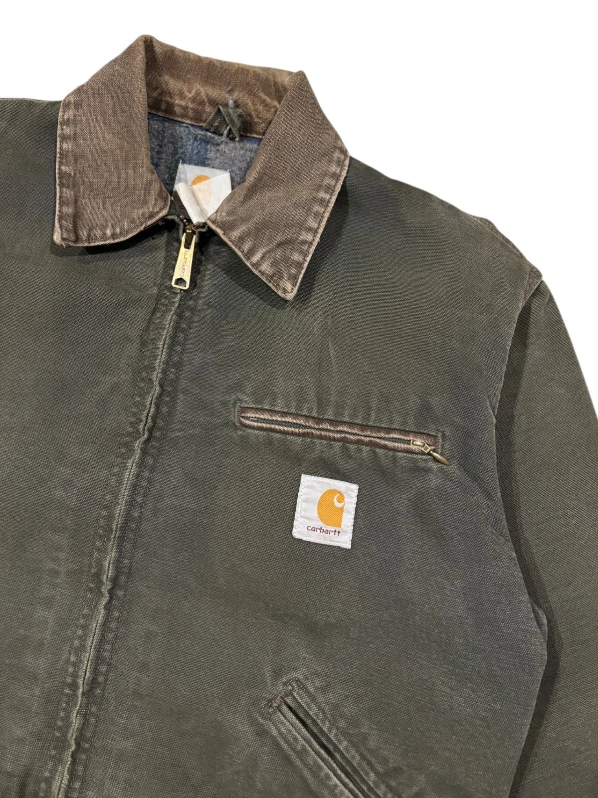 Vintage 1990s Carhartt Detroit Jacket Plaid Blanket Lined Size Medium J97 MOS