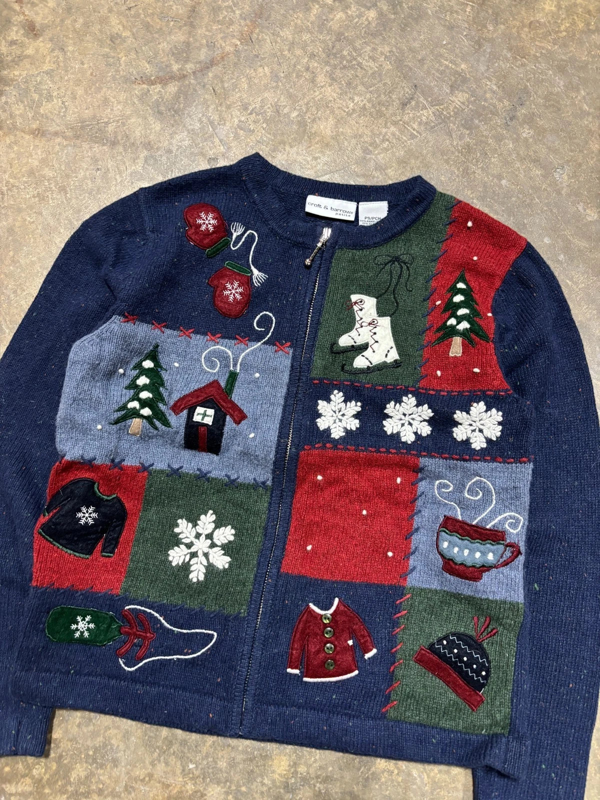 Vintage Croft & Barrow Petite Winter Knit Sweater / Size Small / Blue Green