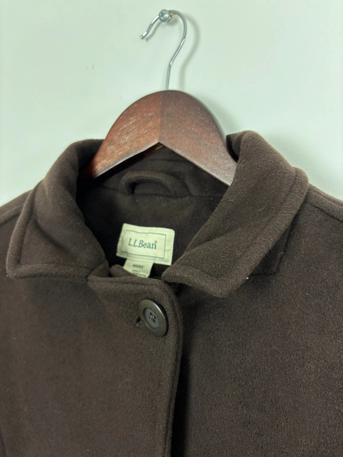 Vintage L.L.Bean Brown Wool Overcoat - Large - Womens Minimalist Warm Jacket