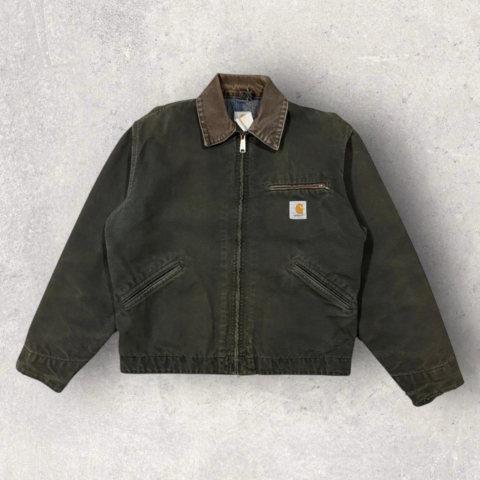 Vintage 1990s Carhartt Detroit Jacket Plaid Blanket Lined Size Medium J97 MOS