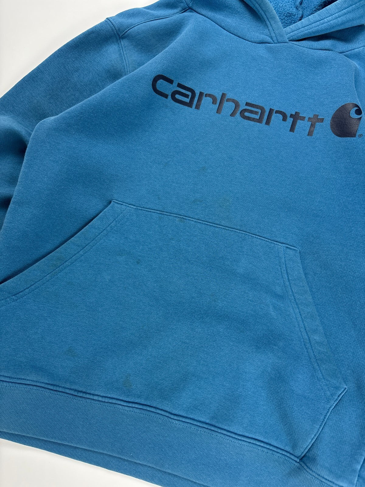 Vintage Carhartt Hoodie / Workwear Sweater Spellout Graphic Pullover Small Blue