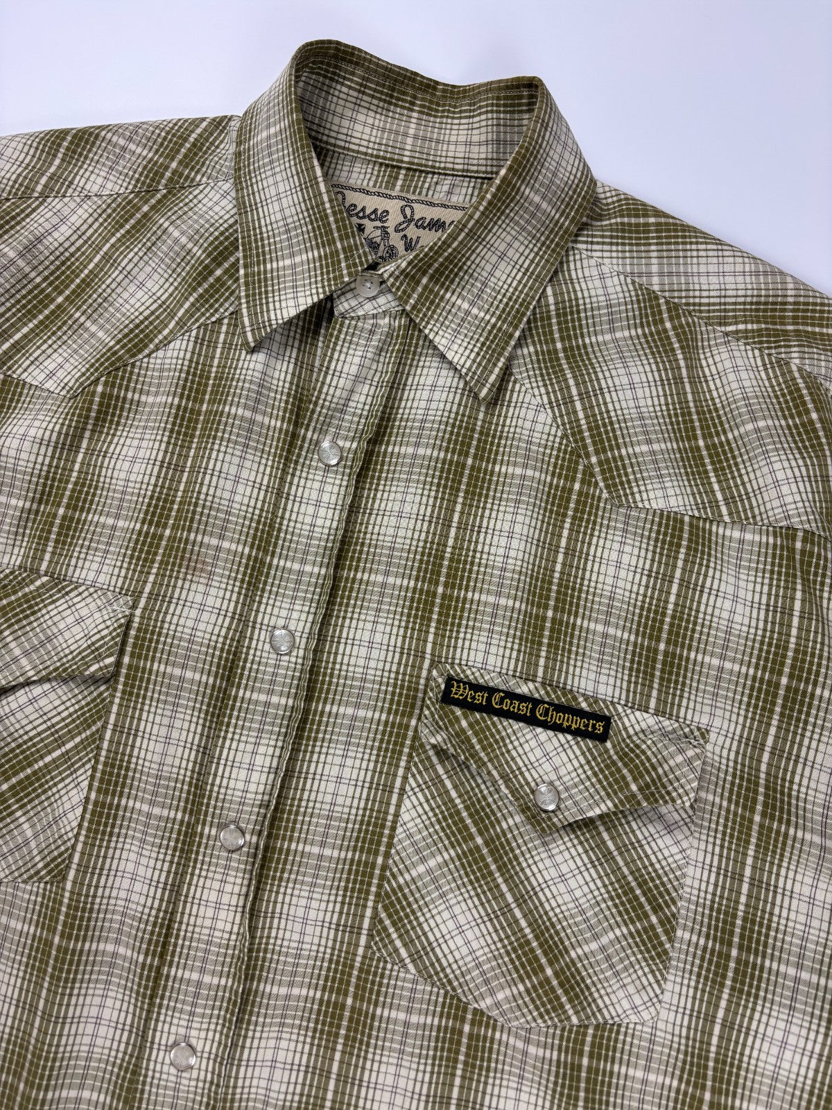 Vintage West Coast Choppers Plaid Cropped Button Up Shirt