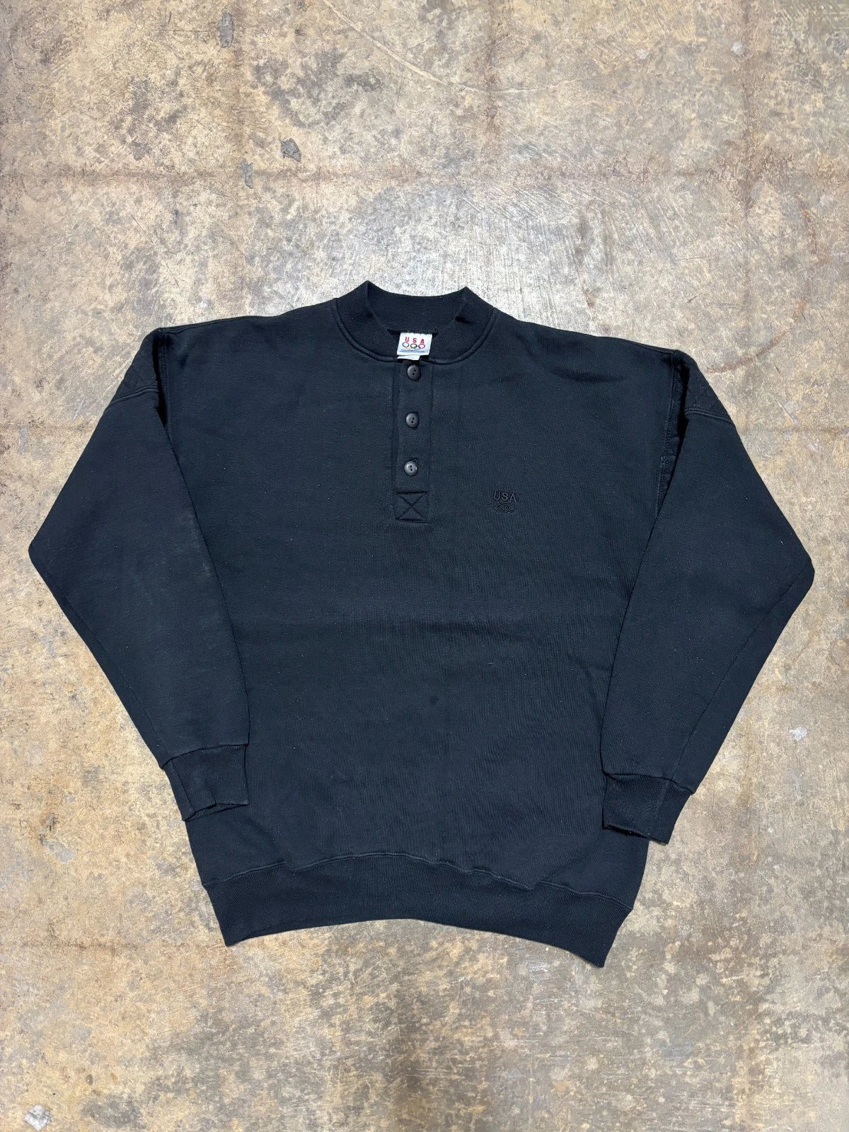 Vintage 1990s USA Olympics Sweatshirt - Winter Button Up Sweater - Size XL Black