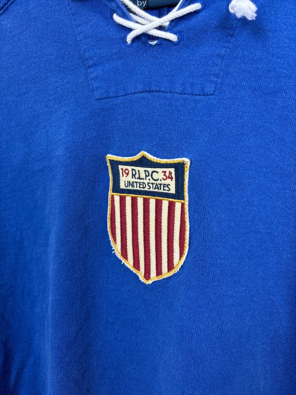 Vintage 1990s Polo Ralph Lauren Hoodie - Large - Blue United States Sweatshirt