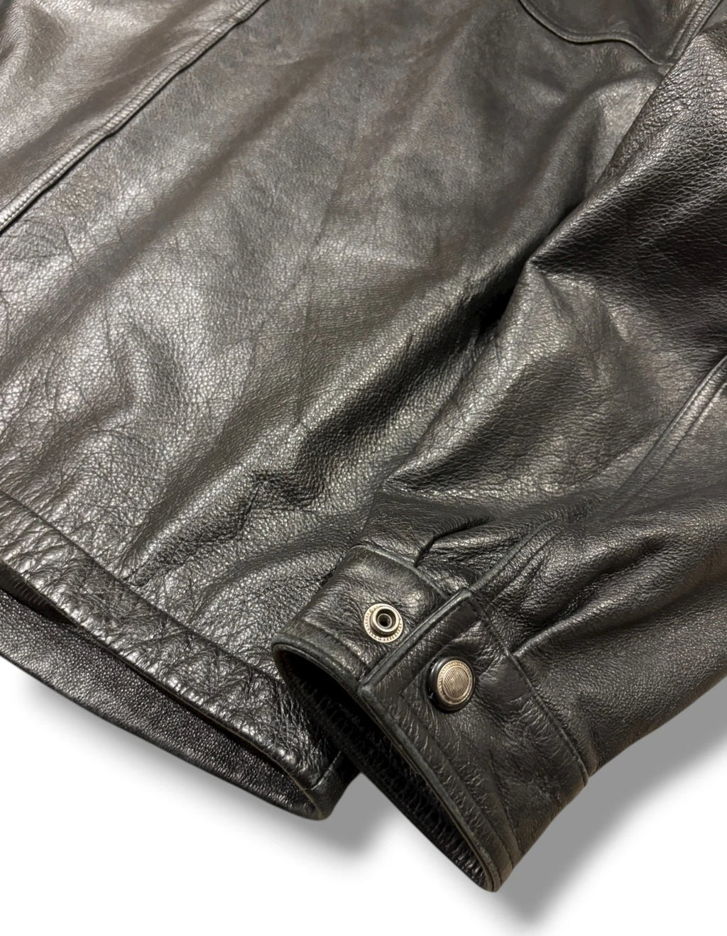 Vintage Black Danier Leather Jacket - Large - Cropped Zip Up Coat