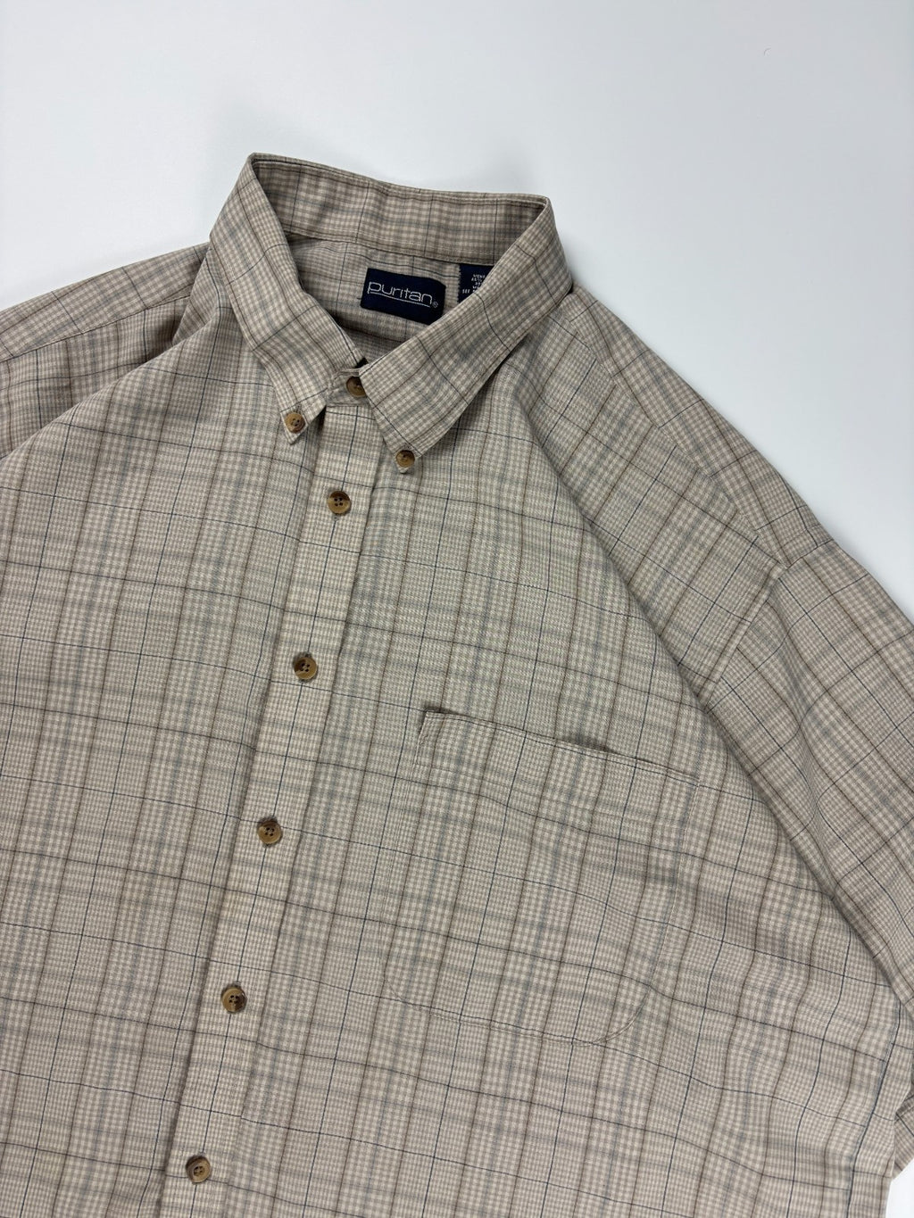 Vintage Puritan Plaid Cropped Button Up Shirt