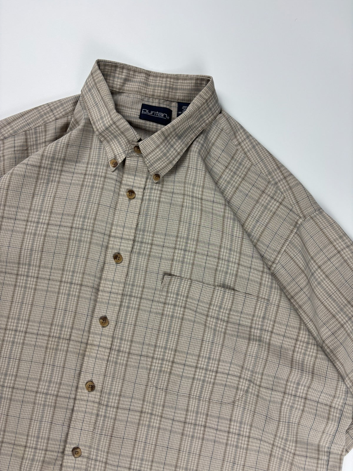 Vintage Puritan Plaid Cropped Button Up Shirt