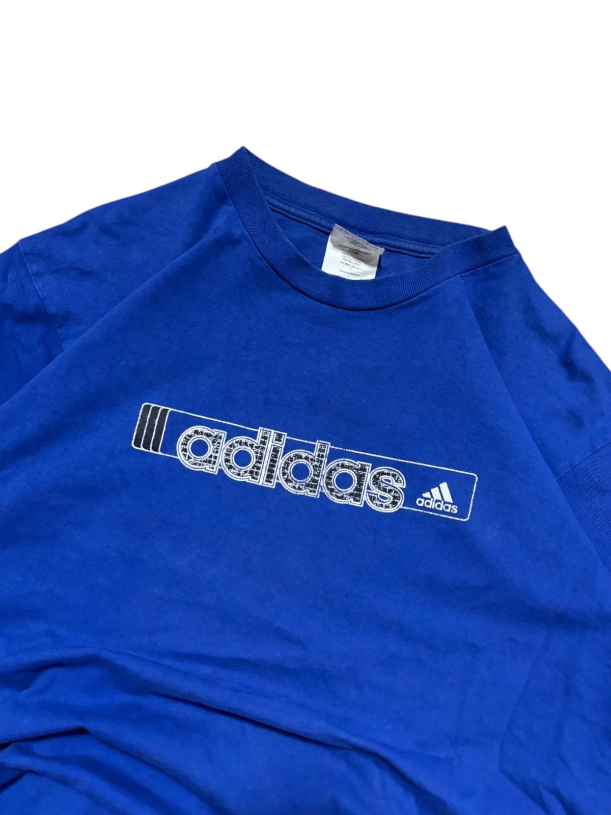 Vintage 1990s Adidas Graphic T Shirt - Medium - Blue