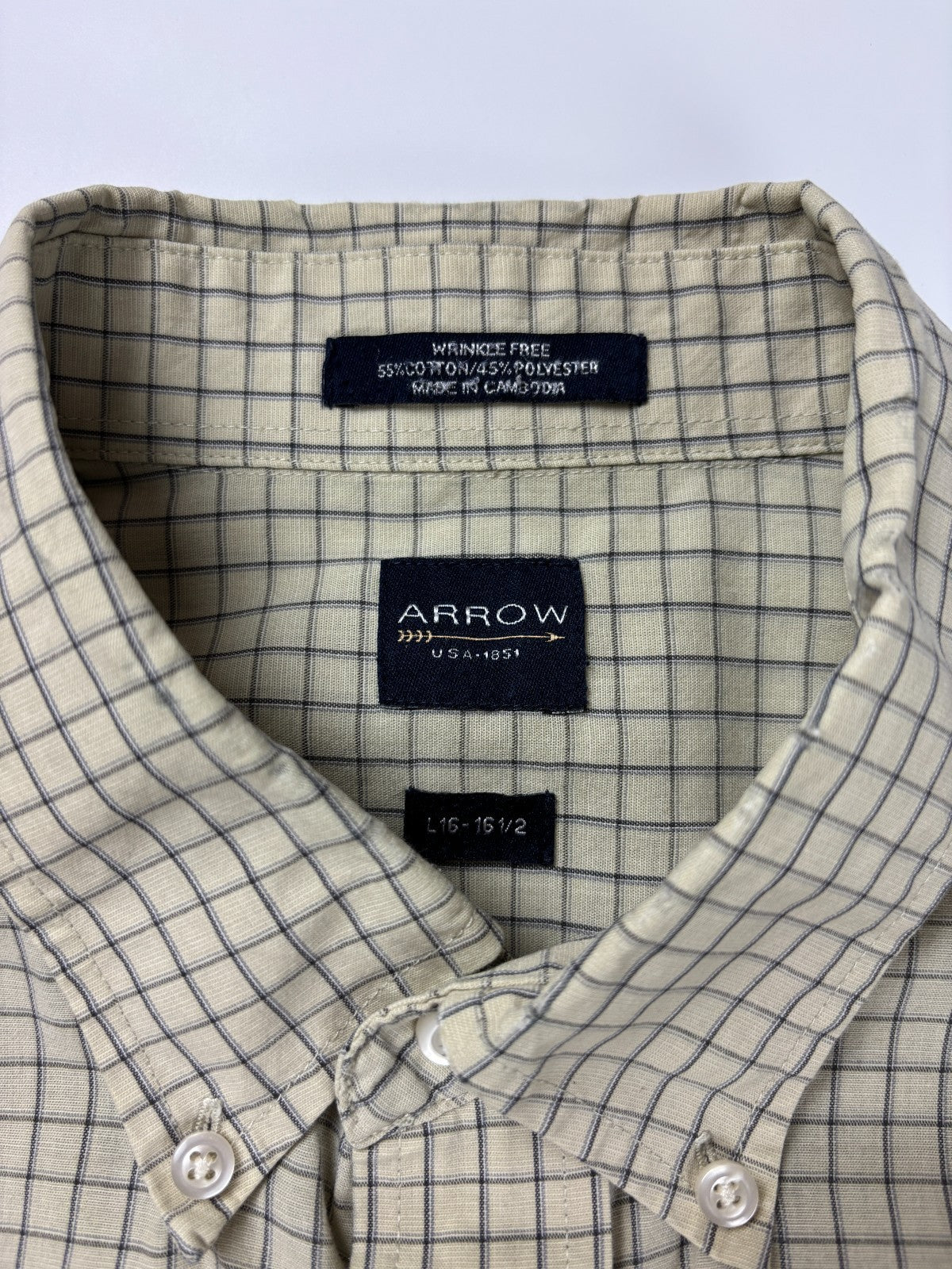 Vintage Arrow Plaid Cropped Button Up Shirt