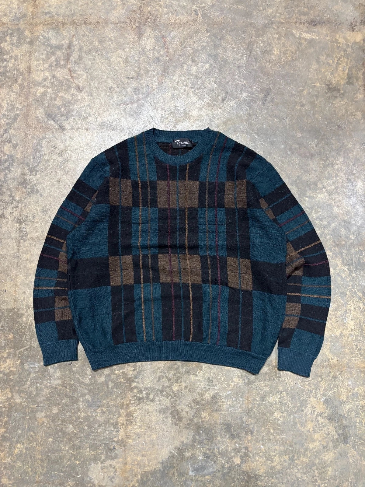 Vintage Tosani Pullover Knit Sweater / Size Medium / Green / Thin Layer