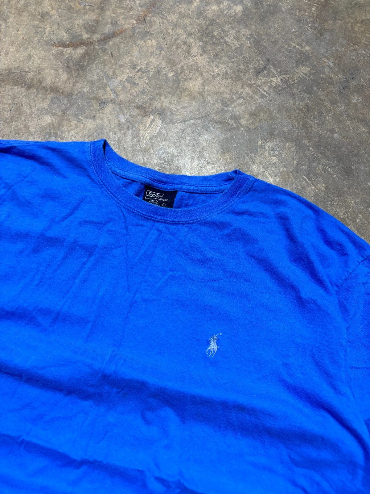 Vintage Polo Ralph Lauren Essential Tee / Size Large / Blue / Polo Horse Graphic