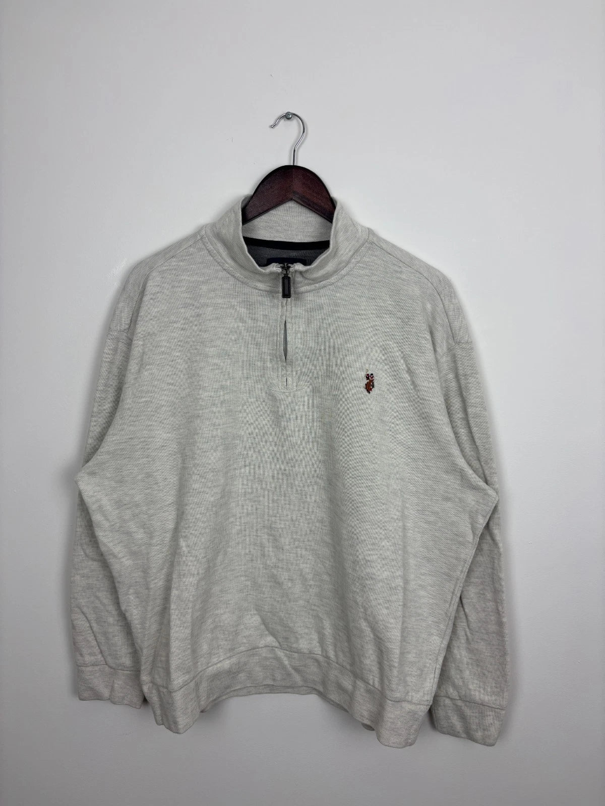 Vintage U.S. Polo Assn Quarter Zip Sweater - Gray - Size XL