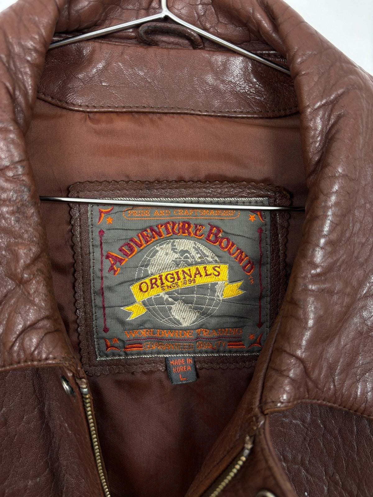 1990s Vintage Adventure Bound Leather Bomber Jacket