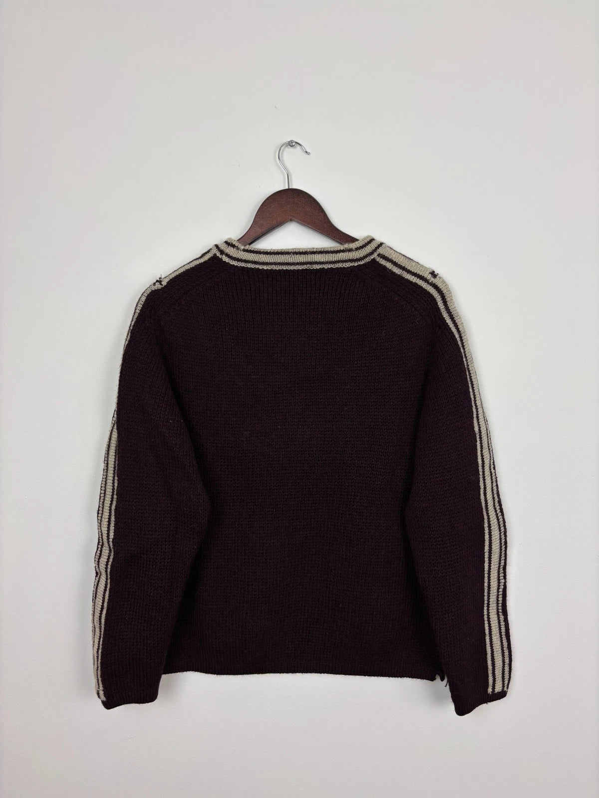 Vintage 1980s Maroon Cropped Italian Chunky Wool Knit Sweater - Size Medium