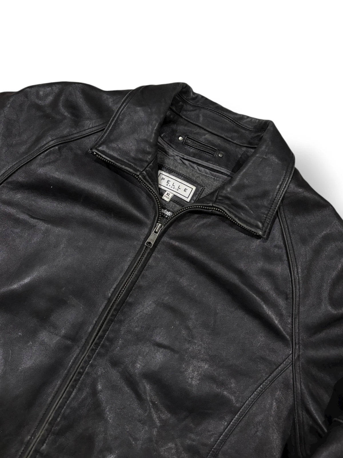 Vintage Black Pelle Leather Jacket - XL - Insulated Bomber Coat