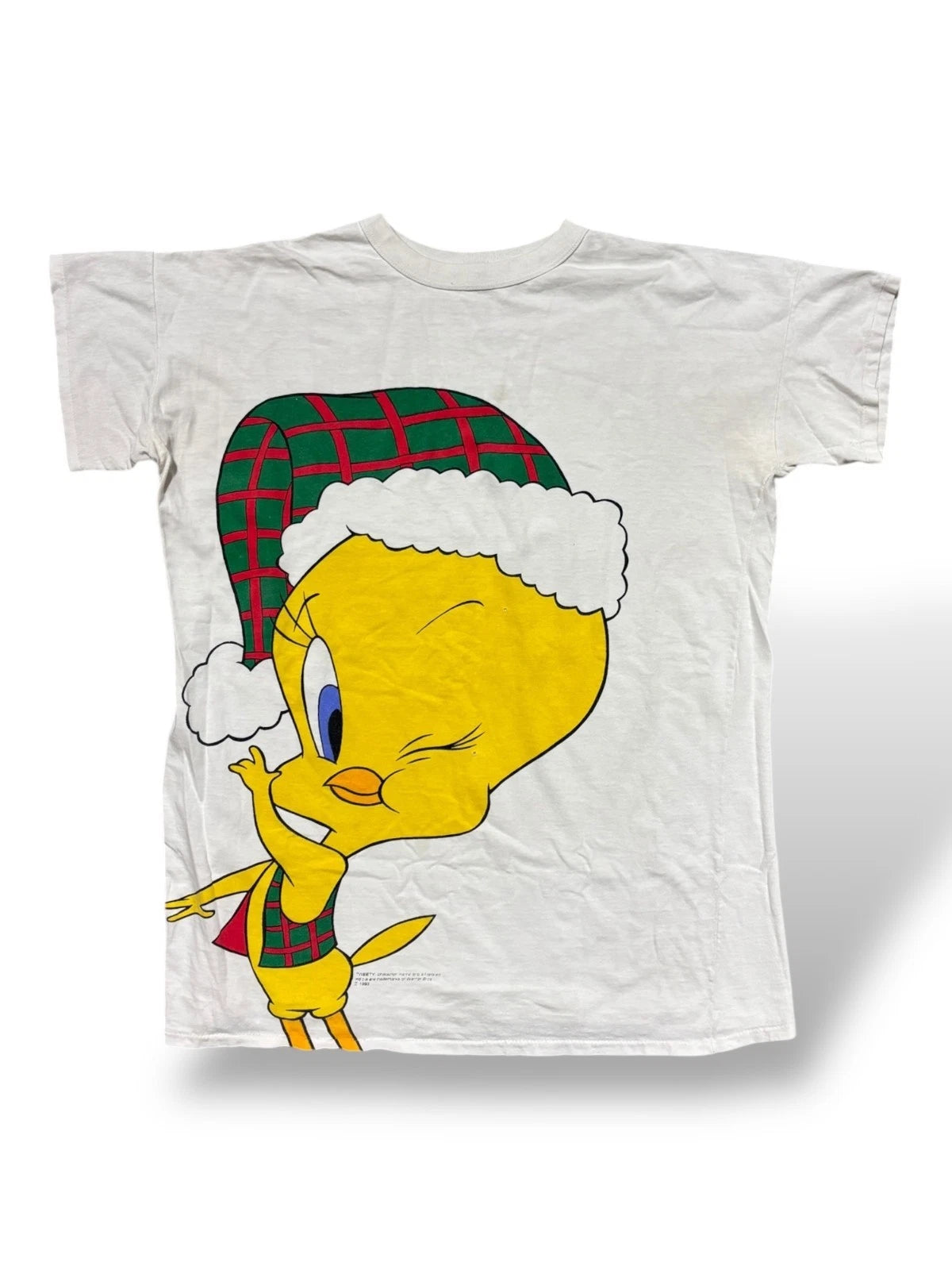Vintage 1990s Christmas Looney Tunes T Shirt - Tweety Bird - XL - White