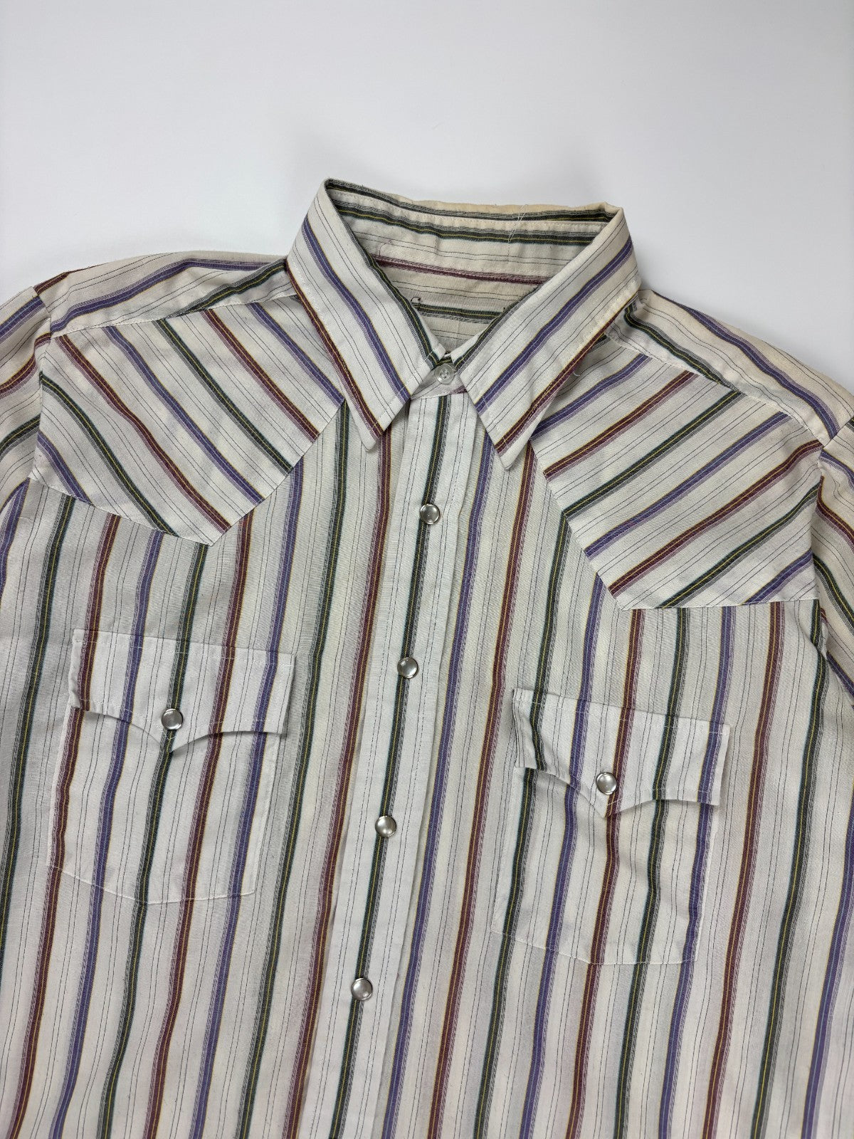 Vintage Western Striped Cropped Button Up Shirt