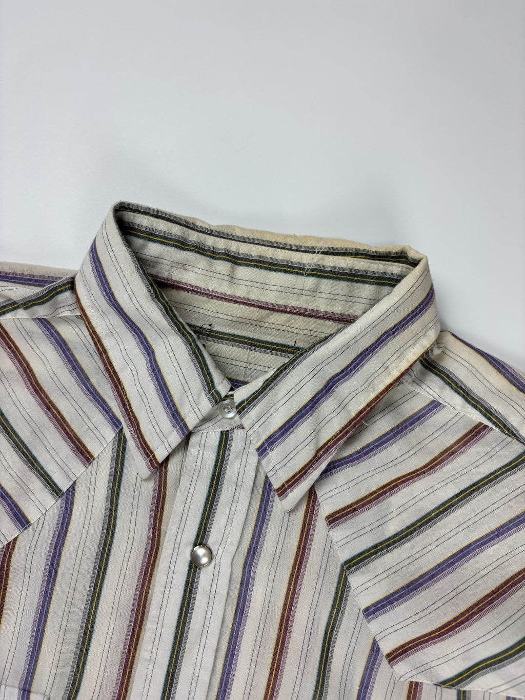 Vintage Western Striped Cropped Button Up Shirt