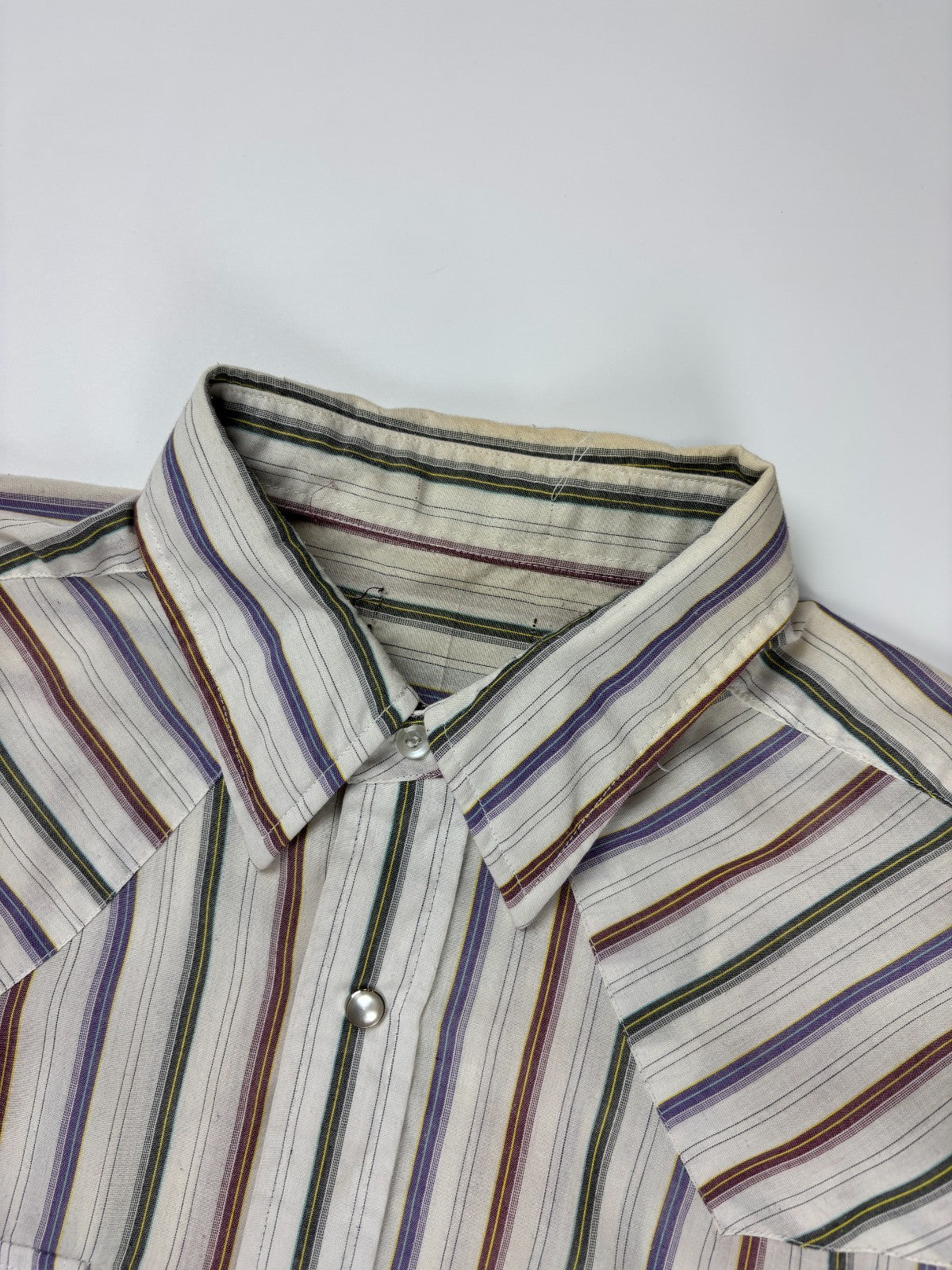 Vintage Western Striped Cropped Button Up Shirt