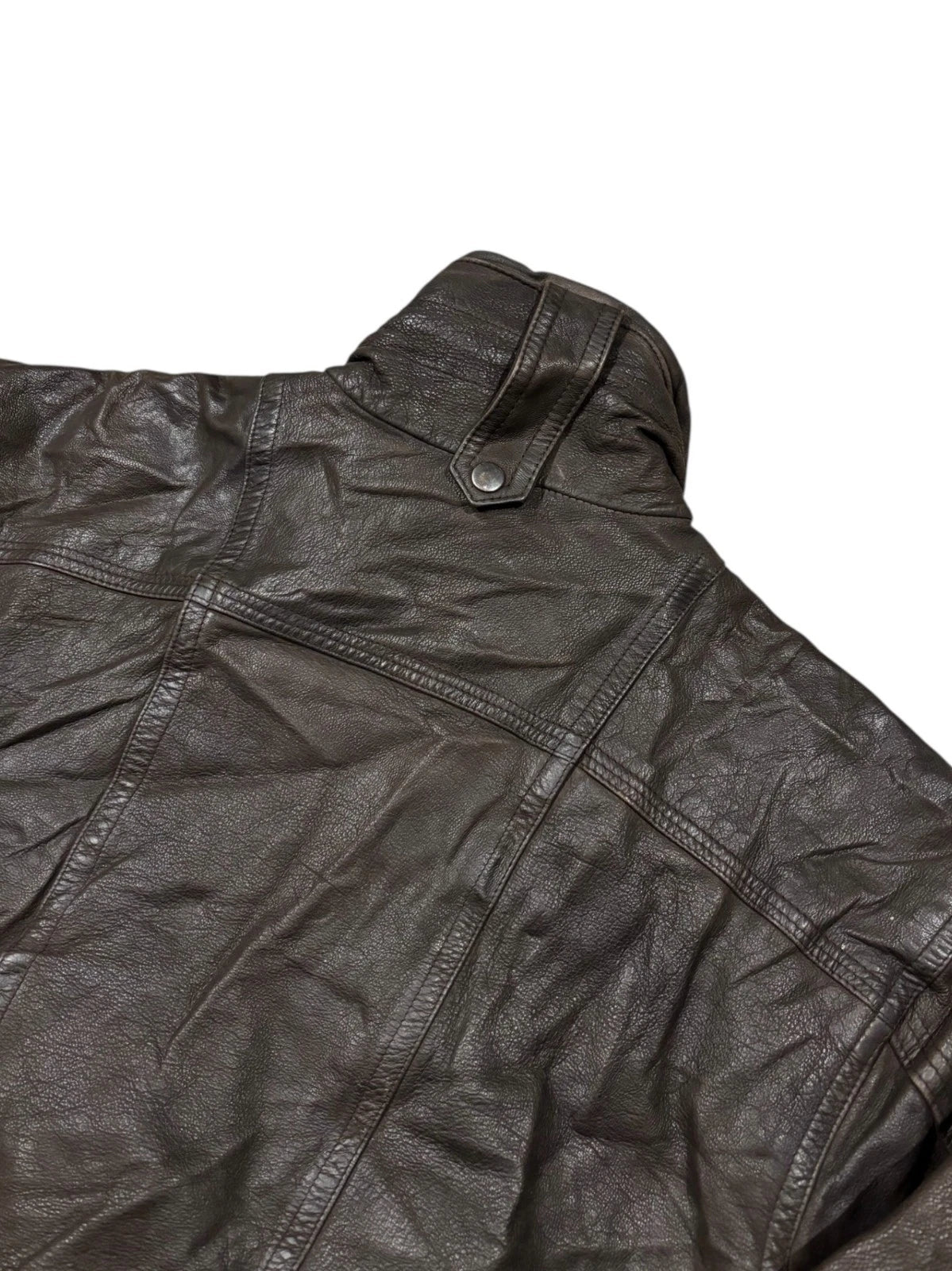 Vintage Saxony Dark Brown Leather Jacket - Size Small - Bomber Style Coat