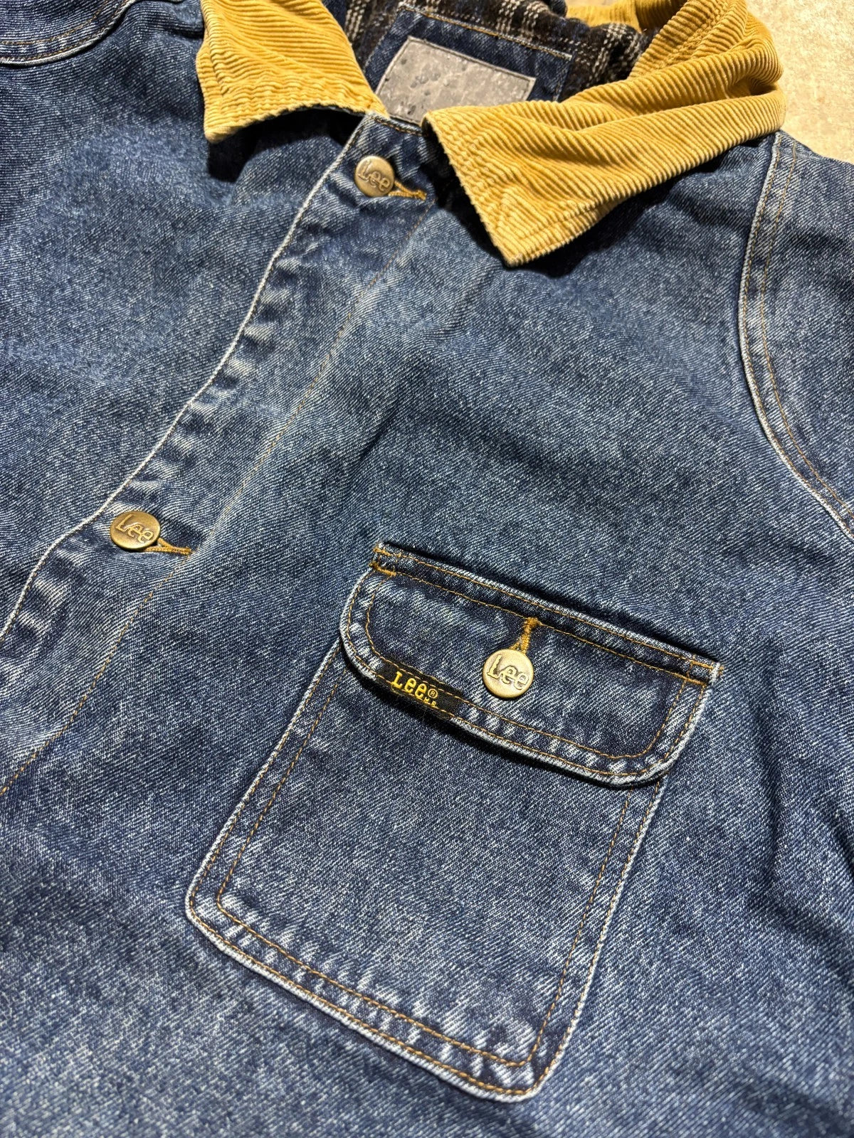 Vintage Lee Denim Workwear Chore Jacket / Button Up Coat / Denim Blue / Size XL