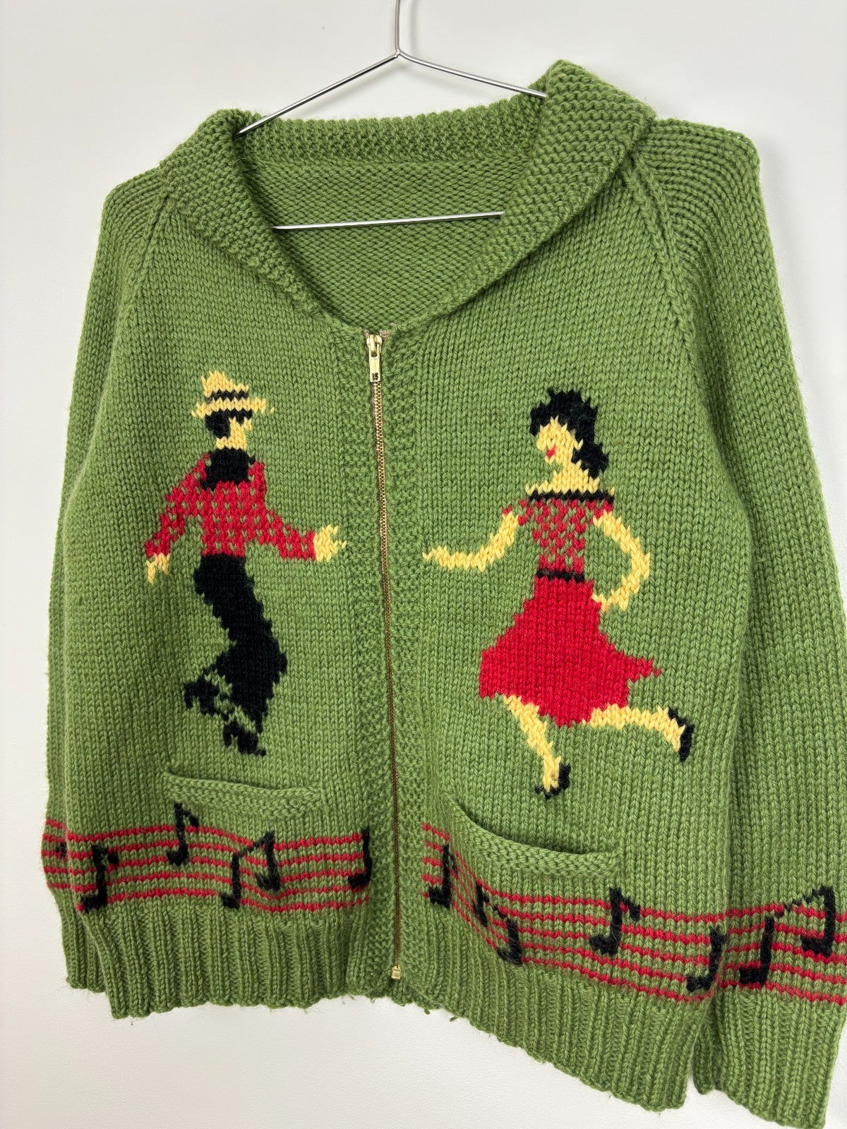 1960s Vintage Dancing Hand Knit Sweater