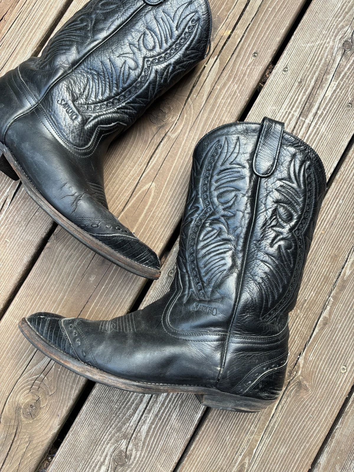 Vintage Western Leather Cowboy Boots