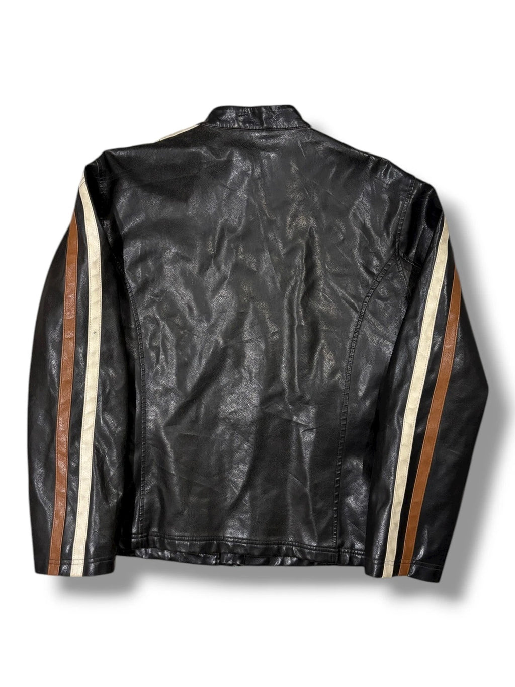 Vintage Black Leather Moto Jacket - XL - Arizona Straight Insulated Coat