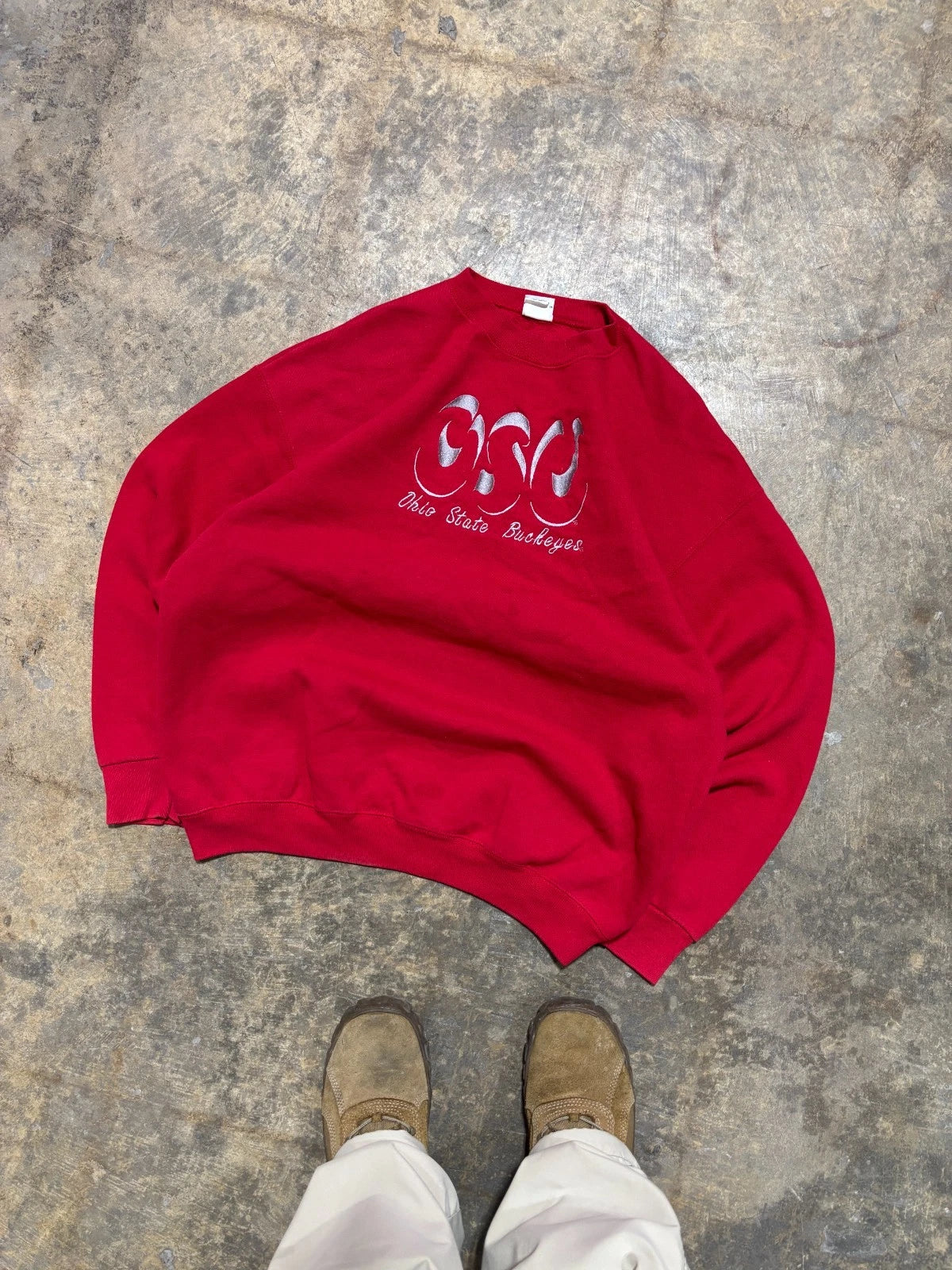 Vintage 1990s Ohio State Buckeyes Sweatshirt - NCAA Sweater - Size XL - Red
