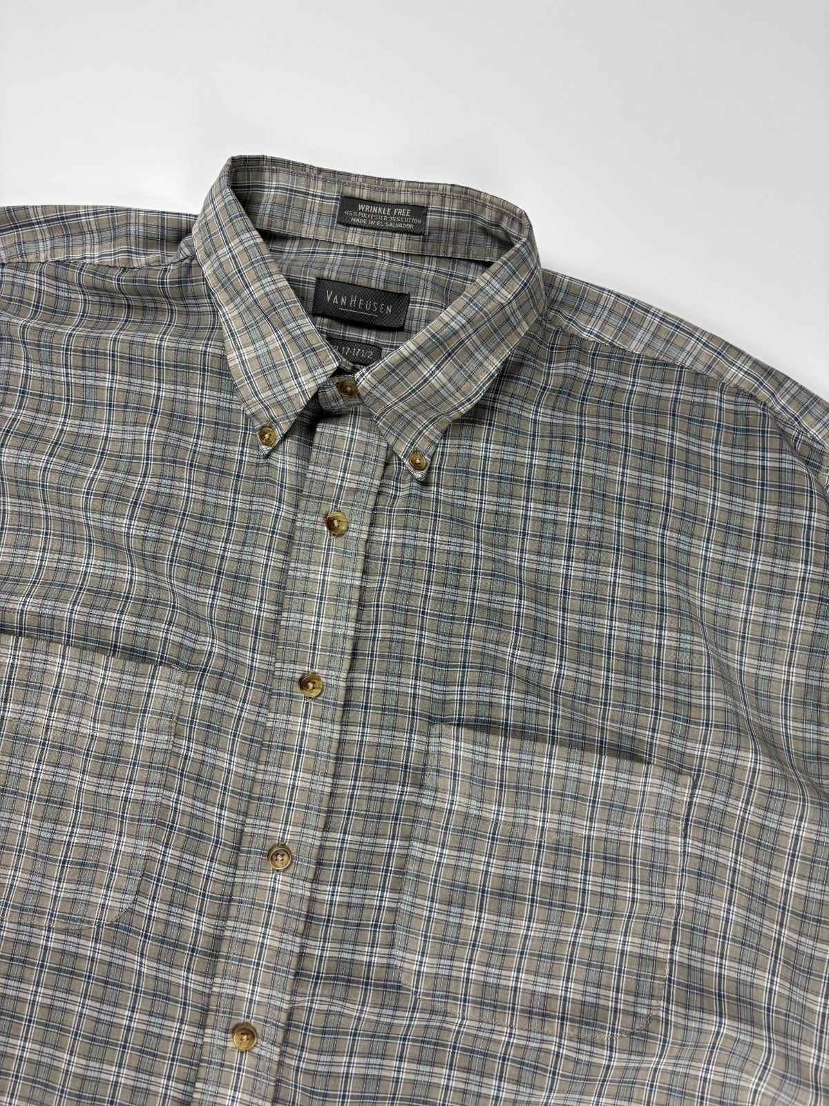 Vintage Van Heusen Plaid Cropped Button Up Shirt