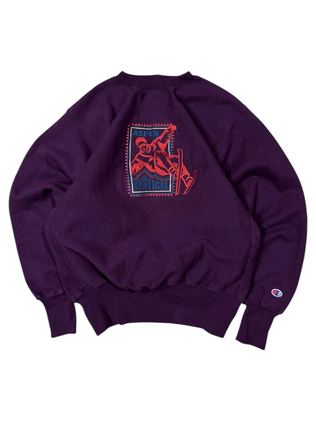 Vintage 1990s Champion Reverse Weave Sweatshirt - Large - Aspen Skiing Purple