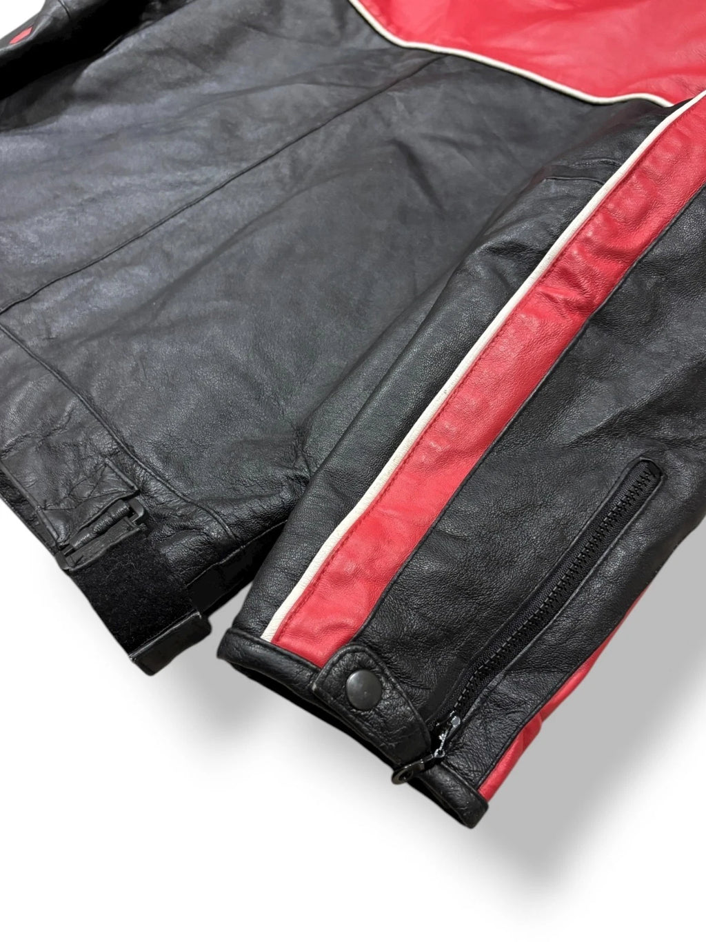 Vintage Moto Leather Jacket - Large - Red & Black Burk's Bay Coat