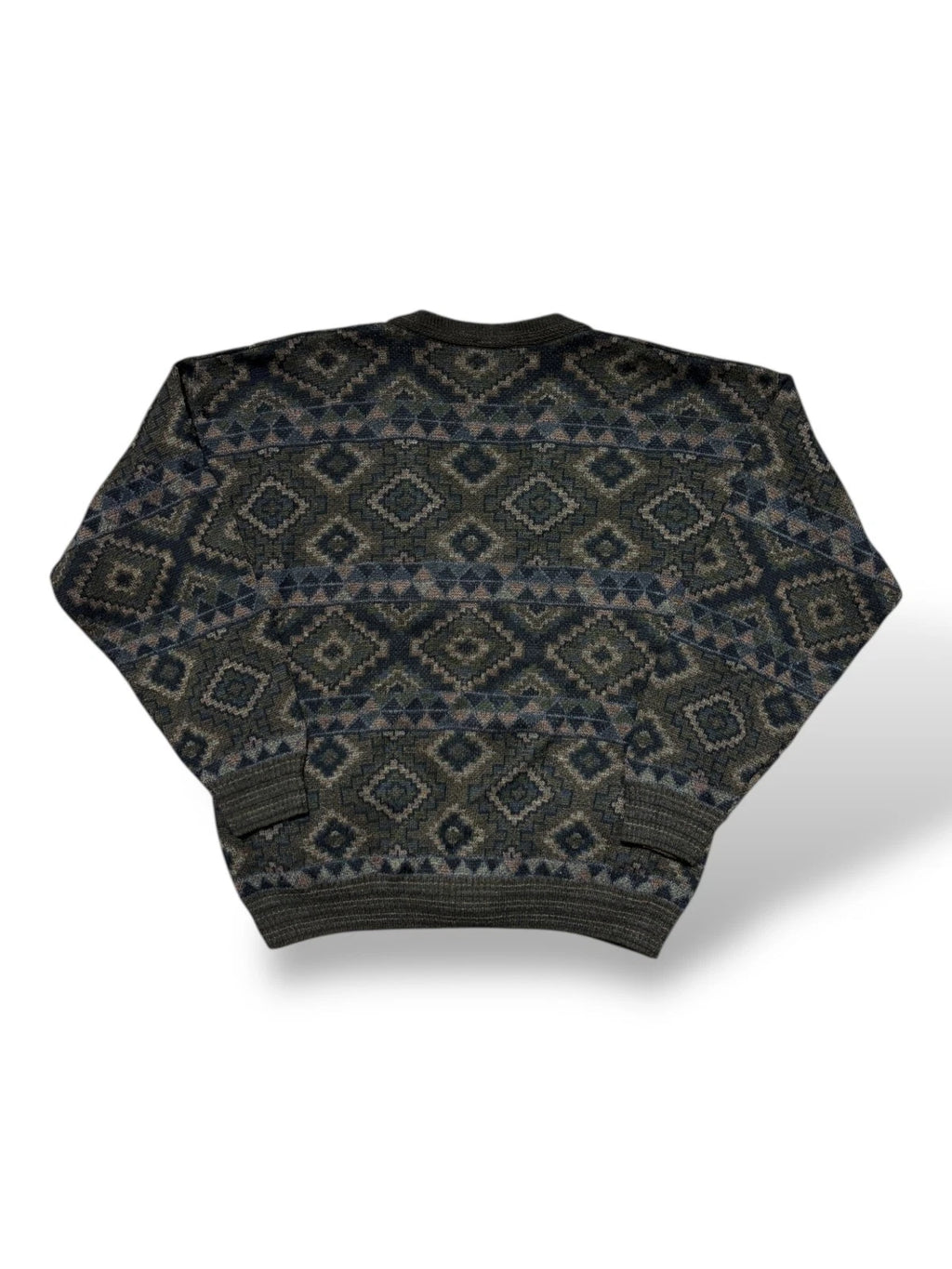 Vintage 1990s London Fog Cardigan Sweater - XL - Earth Tone Abstract Pattern