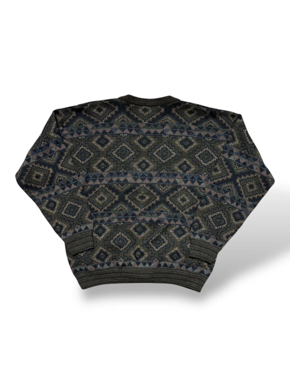 Vintage 1990s London Fog Cardigan Sweater - XL - Earth Tone Abstract Pattern